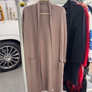 Mango Brown Cardigan Sweater Long Open Front